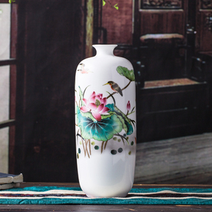 dg1欢畅景德镇陶瓷器花瓶摆件 家居客厅台面装饰花插 长条丝瓜瓶