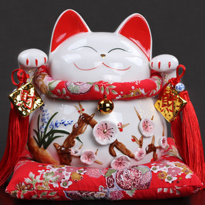 日本招财猫陶瓷摆件存钱罐店铺开业礼品特大号储蓄罐创意家居摆设