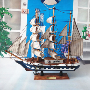 木质帆船模型生日礼物家居装饰品地中海风格摆件木制工艺船