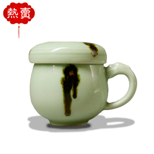 观复博物馆典藏版观复嘟嘟杯带盖茶杯套装龙泉青瓷